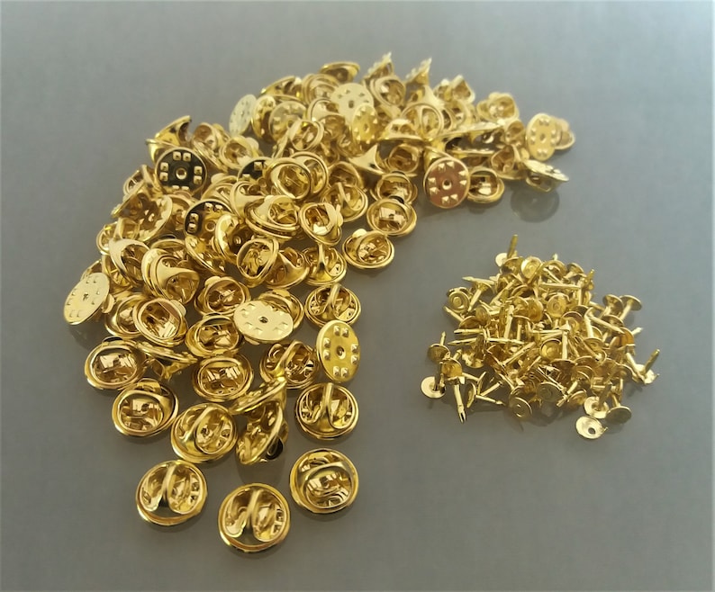 100 pins gold color metal supports image 1