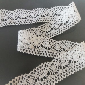 Dentelle blanche de coton largeur 35 mm