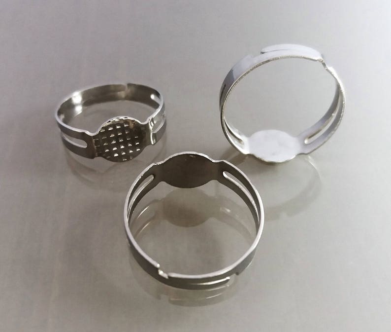 10 supports de bague 17 mm réglables métal coloris argent image 3