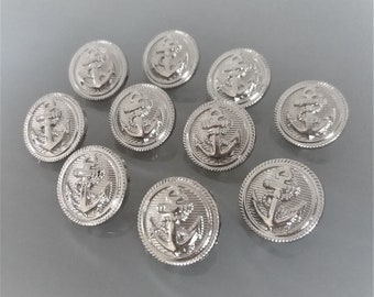 10 boutons ancres 18 mm de coloris argent