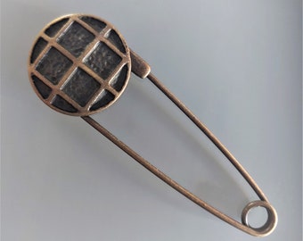 Brooch 7,5 cm fancy round head bronze color