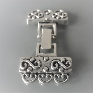 Clasp with 3 rows clips metal silver color image 5