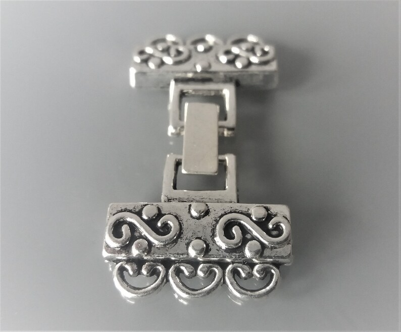 Clasp with 3 rows clips metal silver color image 5