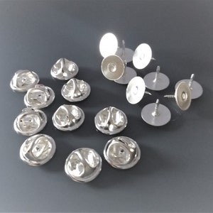 50 supports pin's base 10 mm métal coloris argent clair image 1