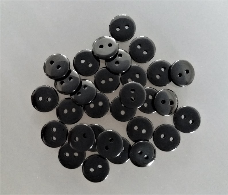 30 boutons ronds 10 mm plastique noir image 4