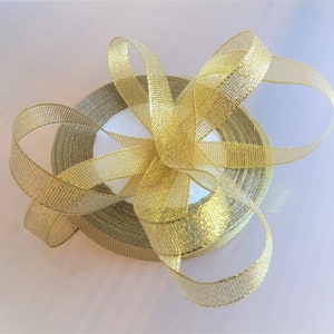 22 mètres de ruban organza 12 mm de coloris or