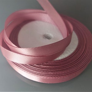 25 mètres de ruban satin 10 mm de coloris vieux rose