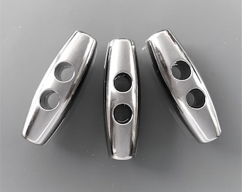 3 logs shape buttons 35 mm silver color