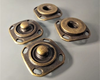 2 square snap buttons 16 mm to sew blackened bronze metal color