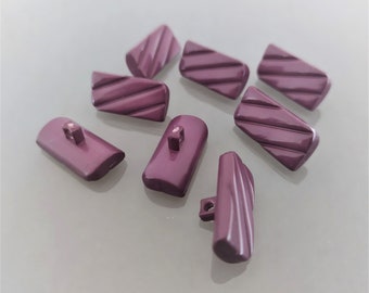 8 rectangular buttons 25 mm purple plastic