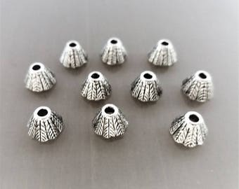 10 silver color end caps height 5 mm