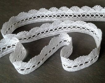 Dentelle blanche de coton largeur 2,5 cm