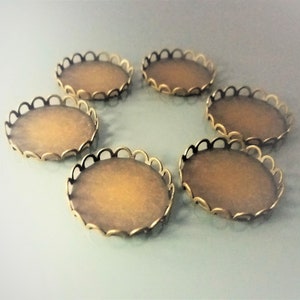 6 supports cabochons ronds 20 mm métal coloris bronze