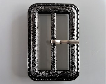 Black rectangular plastic imitation leather belt buckle, 4.8 cm opening