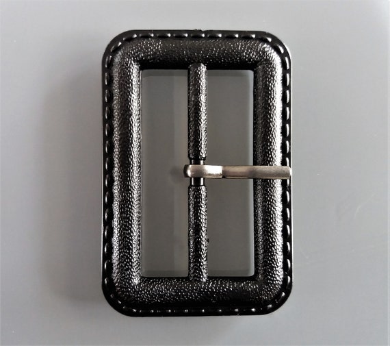 Boucle de ceinture noire rectangulaire en plastique imitation cuir passage de 4,8 cm