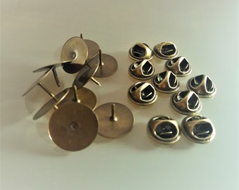 10 supports pin's base 15 mm métal coloris bronze