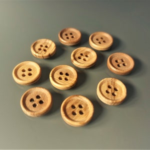 10 boutons bois ronds 12 mm 4 trous image 2