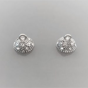 Magnetic ball clasp 10 mm in silver color and rhinestones image 2