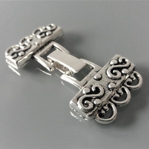 Clasp with 3 rows clips metal silver color image 2