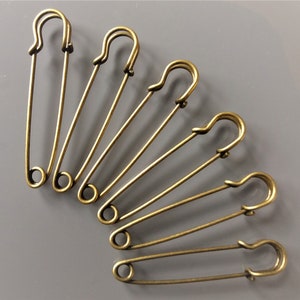 6 safety pins 55 mm bronze color