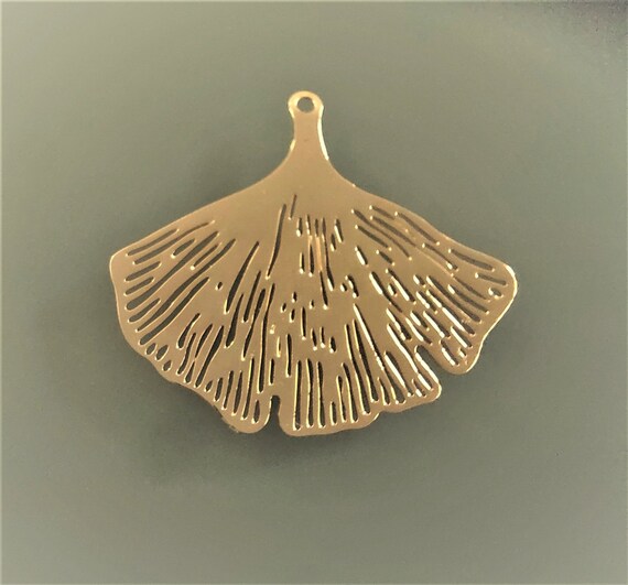 Goud vergulde oorbellen met ginkgo blad hanger | Zilveren Oorbellen
