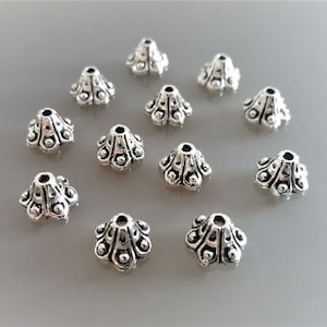 12 metal caps silver color height 6 mm