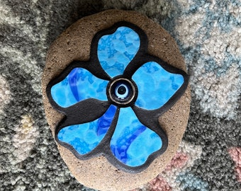 Free Shipping Stained glass Flower Garden Stone Yard Art