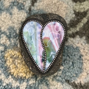 Free Shipping Mosaic Stained glass Heart Garden Stone Remembrance Stone Yard Art Love