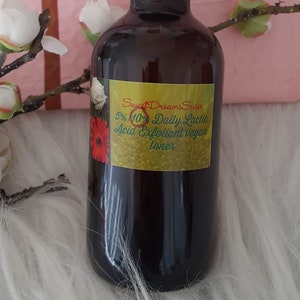 5/10% Daily AHA Lactic Acid Toner OIL FREE 4oz  tea tree oil is optional and free ! pre makeup application