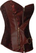 Overbust Brown wine Leather Corset zipper satin boning mad max steampunk costume size s,m,l,xl small large waist cinching Medieval brocade 