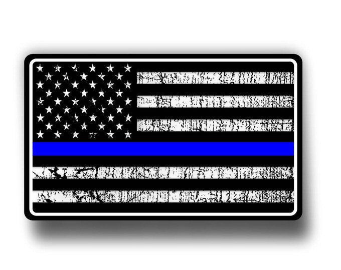 Police Thin Blue Line American Flag Decal/Sticker  **Free Shipping**