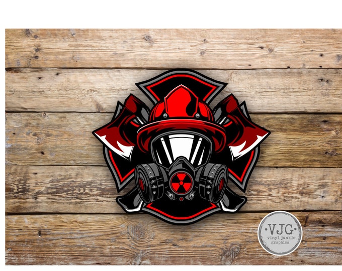 Fireman With Gas Mask Support your fire dept sticker / decal **Free Shipping**