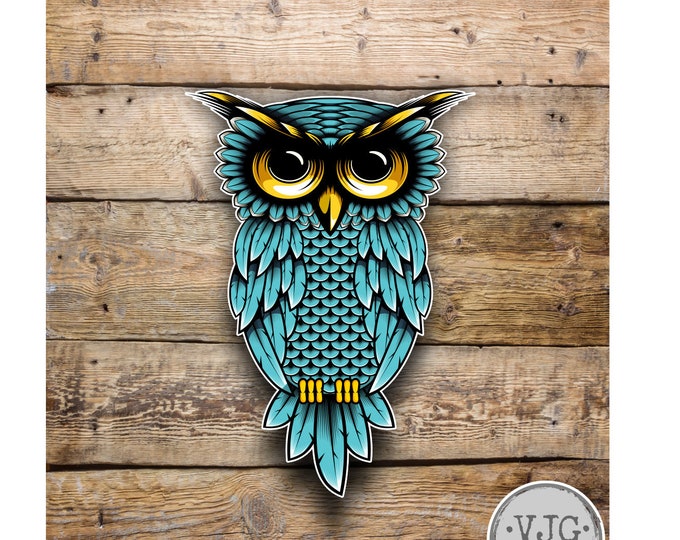 Teal Owl Sticker Decal for Laptops Car Windows Trucks any smooth surface