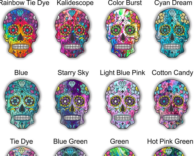 Sugar Skull lilly inspired Mexican day of the dead sticker for yeti car truck or laptop decal tie dye and swirl  patterns **Free Shipping**