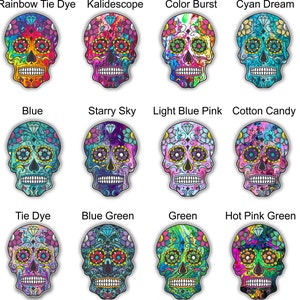 Sugar Skull lilly inspired Mexican day of the dead sticker for yeti car truck or laptop decal tie dye and swirl  patterns **Free Shipping**