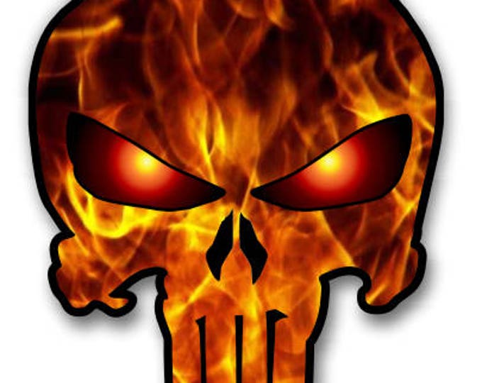 Punisher Sticker Flames Pattern Car Truck Laptop Tool Box Decal