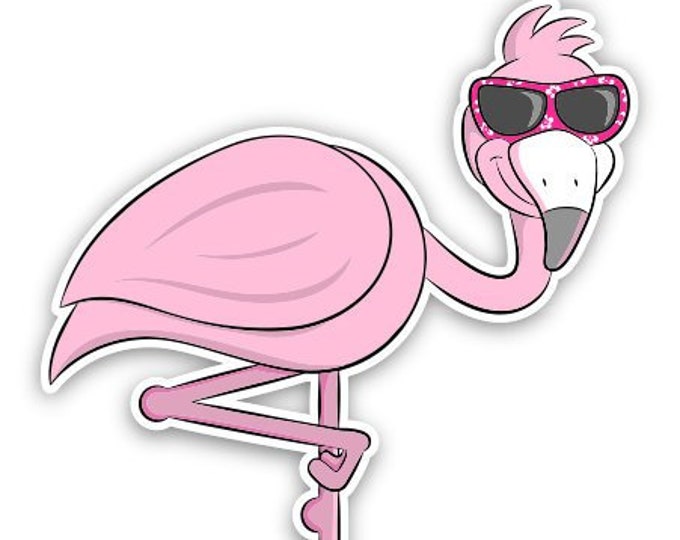 Flamingo with Glasses Sticker Car Motorcycle Bicycle Skateboard Laptop Luggage Decals Bumper Stickers Waterproof