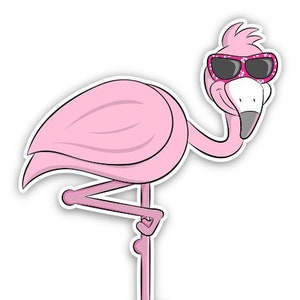 Flamingo with Glasses Sticker Car Motorcycle Bicycle Skateboard Laptop Luggage Decals Bumper Stickers Waterproof