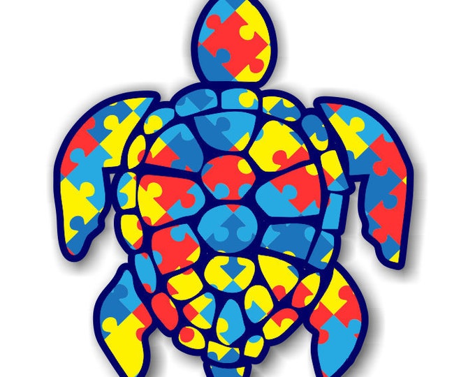 Autism Sea Turtle 3"  sticker for cell phones, cars, trucks laptops  stick to any smooth surface