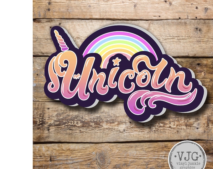 Unicorn Rainbow Sticker  Various Sizes