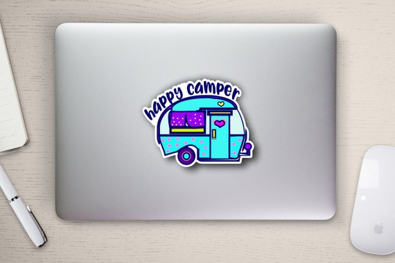 Sticker Over Computer Campera Happy Camper RV Vinyl Sticker Decal Bumper Sticker for Auto Cars Trucks ...