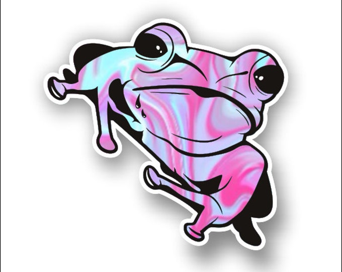 pink/baby blue tree frog sticker / decal **Free Shipping**