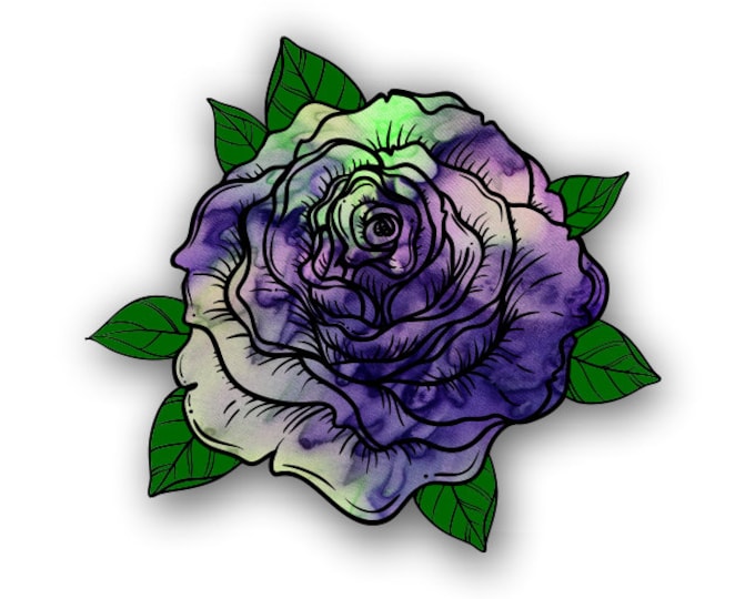 Purple Haze Tie Dye Pattern Rose sticker / decal**Free Shipping**