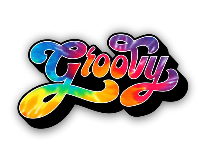 Groovy Rainbow Tie Dye Sticker for car truck laptop Hydro flask bottle or any smooth surface