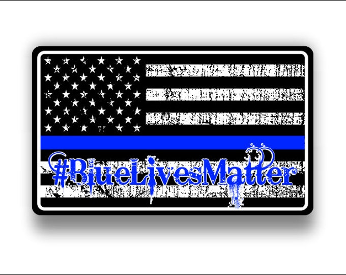 blue lives matter Subdued American flag Decal/Sticker  **Free Shipping**