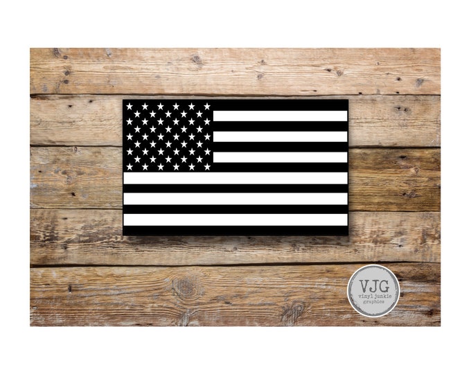 USA Flag Decal American Flag Sticker Black and White for cars trucks phone toolbox hard hat etc.