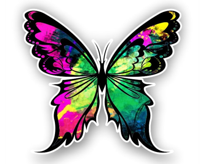 Hot pink -Green Butterfly sticker / decal**Free Shipping**