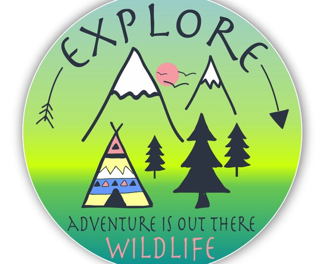 Exlopre Adventure Wildlife Car Vinyl Sticker Decal Bumper Sticker for Auto Cars Trucks Windshield Windows Ipad Macbook Laptop RV Camper