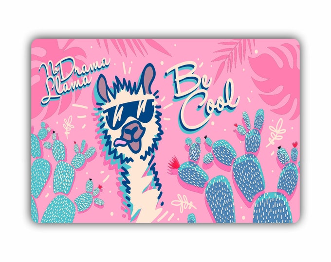 No Drama Llama with Shades Sticker for car truck laptop or any smooth surface  4X3 inches
