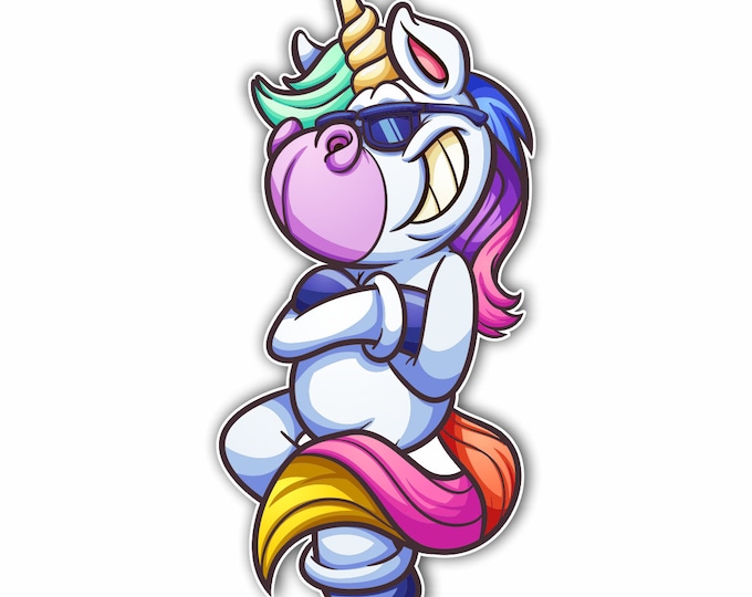 Cool Unicorn with Shades Sticker  for car truck laptop or any smooth surface  ***Free Shipping***